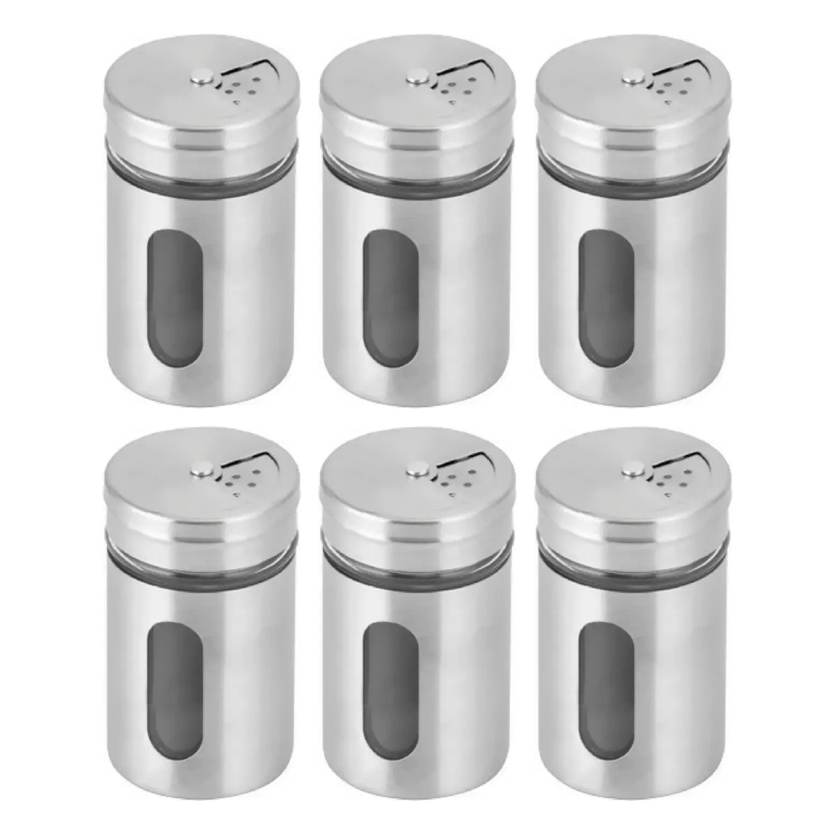 PORTA CONDIMENTOS VIDRO / INOX WJ3063 - Kit 6un